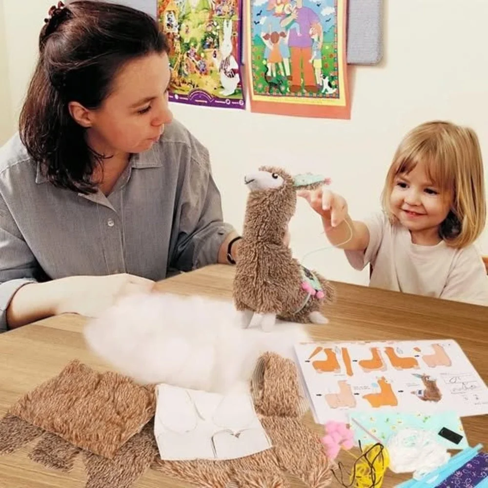 Hoyo DIY Plush Llama Sewing Kit Brown Shaggy Stuffed Animal Craft Set Ages 5+
